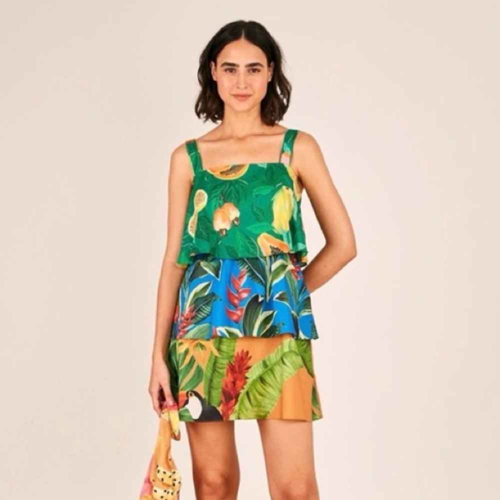 Farm Rio Miced Print Layer Mini Dress